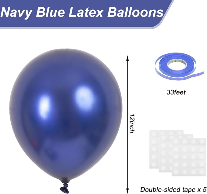 RUBFAC Navy Blue Balloons 120pcs 12 Inches Latex Balloons - Image 2