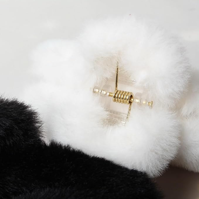 Fluffy Hair Clips for Women and Girls Cut Out Half Shape Claw Clips for Thin Medium Fine Hair Nonslip Jaw Clips Winter Hair Accessories Pack of 4
