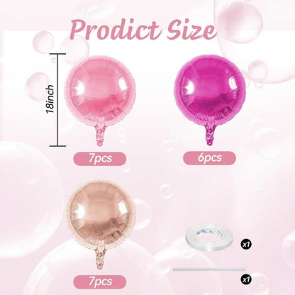 20PCS Round Shaped Balloons, 18 Inch Round Foil Balloon, Hot Light Pink Rose - Image 2