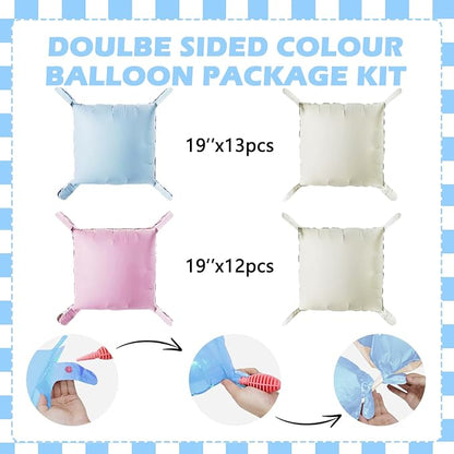 Matte Blue and Pink Balloons Wall Tunnel Backdrop Double Sided Chrome Balloon - Image 2