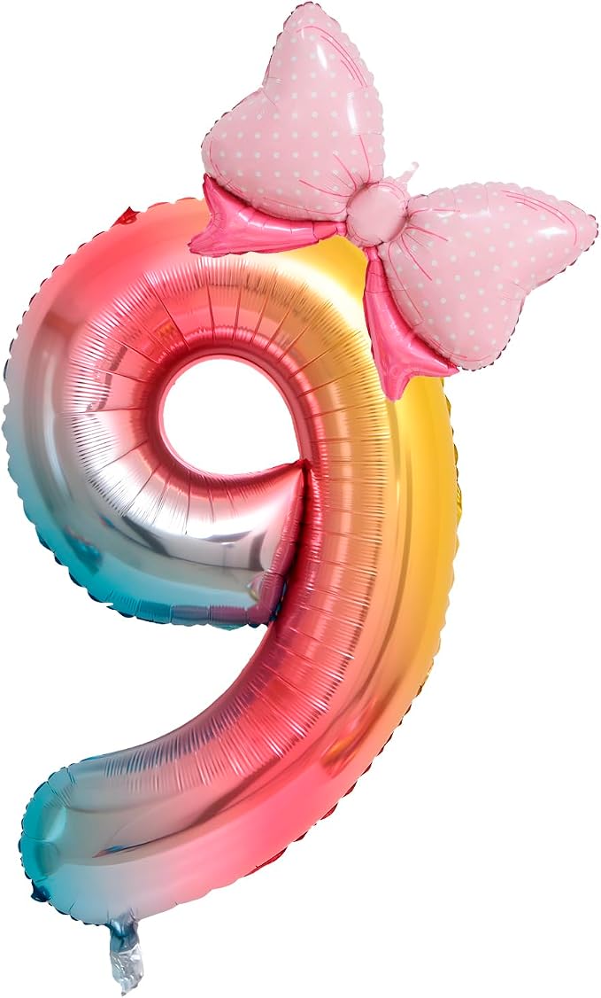 40-Inch Number 9 Gradient Giant Number Balloons And Mini Bow Balloons Foil by Unknown