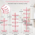 Braiding Hair Rack Standing Hair Extension Holder - 140 Pegs Braiding Hair Rack & Divider Stand with Phone Holder for Displaying and Separating Hair (Pink)