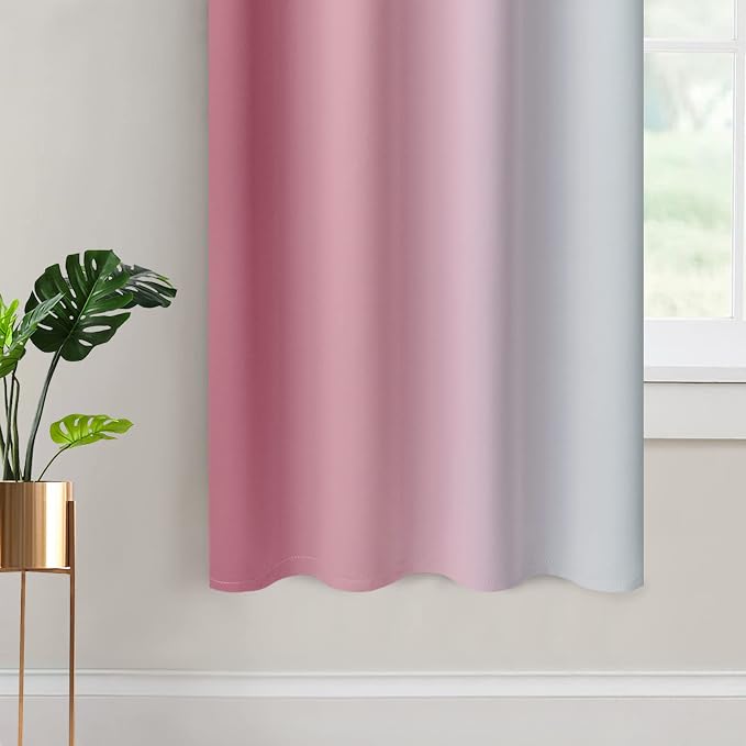 Yakamok Ombre Curtains Pink and Greyish White - Image 4