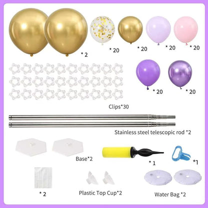 Pink Purple Gold Balloons Column Stand Kit Set of 2, 1.5ft to 7ft Free - Image 2