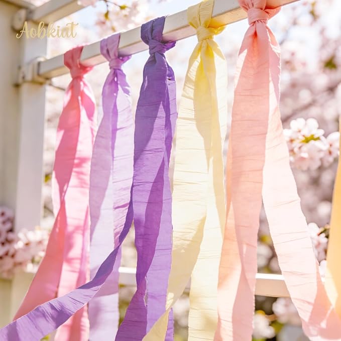 AOBKIAT Purple Hot Pink Yellow Streamers Party Decorations, 5 Rolls | Colorful - Image 4