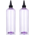 Applicator Bottle for Hair, 16.9 ounce Hair Color Applicator Bottle 2 Pack Squeeze Bottle Transparent Oil Bottles for Hair, PET Plastic Refillable Bottles with Twist Top Cap,Clear Purple