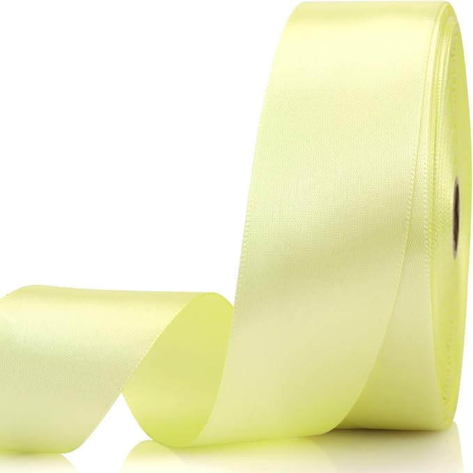 1-1/2 Inch 60 Yards Rice Yellow Solid Satin Ribbon by Unknown