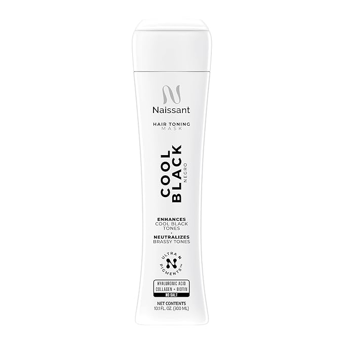 naissant Cool Black Hair Toning Mask | Ultra High-Purity Pigments | Neutralizes Red & Orange Undertones | Hyaluronic Acid, Collagen & Biotin | Paraben, Ammonia & Sulfate Free | 10.1 Fl. Oz