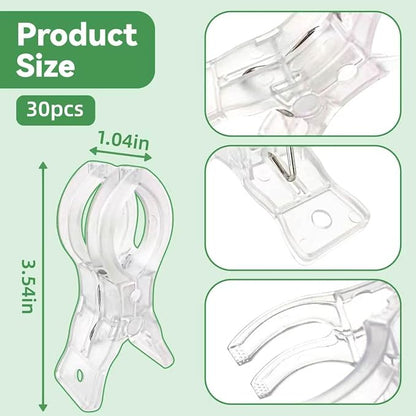 30 Pack Clear Balloon Arch Clips, 3.5" Plastic Transparent Clamps Heavy Duty - Image 2