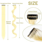 16 Pcs Colored Hair Extensions Curly Wavy Clip in Synthetic Hair Extensions,Colorful Party Highlights Hairpiece Streak for Girls Women Kids Christmas Cosplay Party Gift(Blonde)