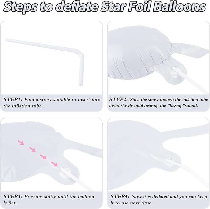 60 Pcs Star Balloons Explosion 12 Point Foil Cone Balloons Magic Balloon Large - Image 6