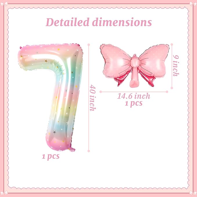 Number 7 40 Inch Rainbow Star Gradient Giant Number Balloon & Mini Bow Balloon - Image 2