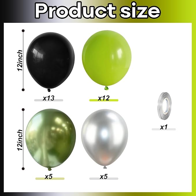Green and Black Balloons, Gamer Latex Balloon - Image 2