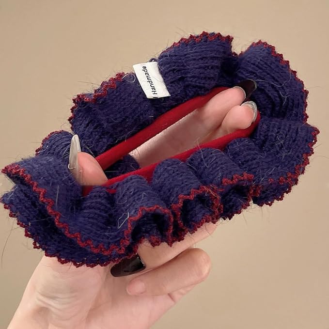 2 Pcs Soft Fabric Scrunchies for Hair,3.9 inch Medium Elastic Hair Ties Ropes Crochet Knit Silky Scrunchie for Women-Green