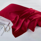 Red Silk Pillow Cases for Hair and Skin Made in USA, 100% Mulberry Silk Pillowcase for Women, King Size with Zipper, Organic, Cooling, Anti Acne, Anti Wrinkle, 1 Pc 20"x36" (King, Red)