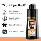 Men's Brown Beard Dye, Dark Brown Hair Dye for Gray Hair Coverage, 3 in 1 Hair Dye Shampoo, Mustache & Beard Dye for Men, Quick & Easy to Use at Home, Long Lasting Beard Color for Men 200ML