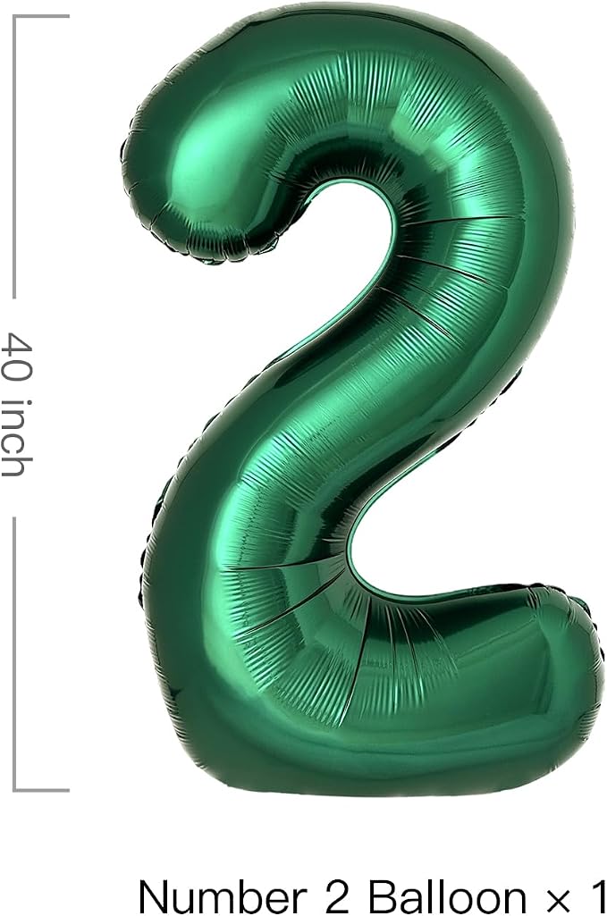Dark Green Number 2 Balloons Large Emerald Green Number Balloons 40 Inch Jungle - Image 2