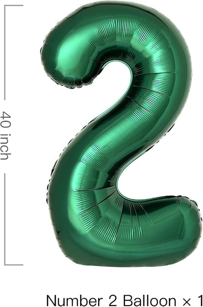 Dark Green Number 2 Balloons Large Emerald Green Number Balloons 40 Inch Jungle - Image 2
