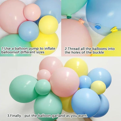 Pastel Balloon Arch Double Stuffed Pink Yellow Blue Green Balloons Different - Image 3
