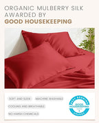 THXSILK 100% Pure Mulberry Silk Pillowcase for Hair and Skin - Upgraded Real Grade 6A+ Mulberry Silk - Durable, Soft & Anti-Aging Silk Pillow Case with Zipper(California King Size 20"x40", Red)