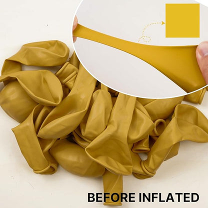 PartyWoo Mustard Yellow fall Latex Helium Birthday Balloons 50pcs | 12 Inch - Image 3