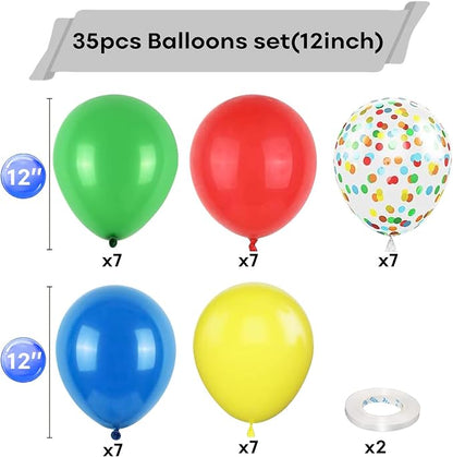 Red Yellow Blue Balloons, 12 Inch Carnival Circus Balloon, Matte Blue Yellow - Image 2