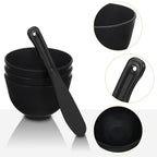 Sturdy Silicone Face Mask Mixing Bowls Flat Spatula Reusable Mud Mask Bowls for DIY Facial Care and Spa Supplies (Black)