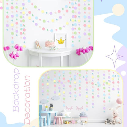 Outus 5 Pieces Colorful Circle Garland Banner Hanging Paper Dot Decorations - Image 5