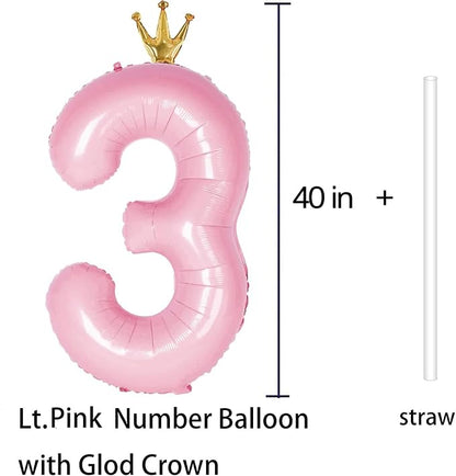 Giant Light Pink Number 3 Balloon - Image 3