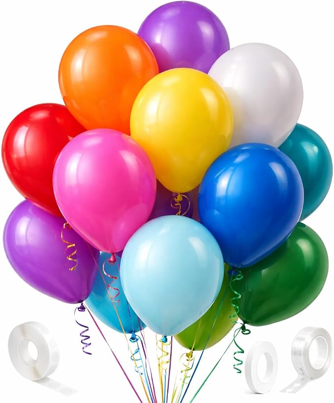 100 Pack Balloon Arch Kit – 12 Inch Assorted Rainbow Latex Balloons by FiestaCart