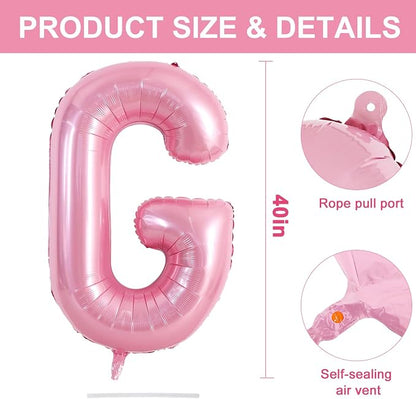 TONIFUL 40 Inch Large Pink Letter G Balloons Giant Foil Mylar Alphabet Balloon - Image 3