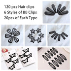 120PCS Black Hair Clips for Girl Metal Snap Hair Barrettes, 2 Inch Hair Accessories for Girl & Kids Women (6 Styles) By CYBAUG