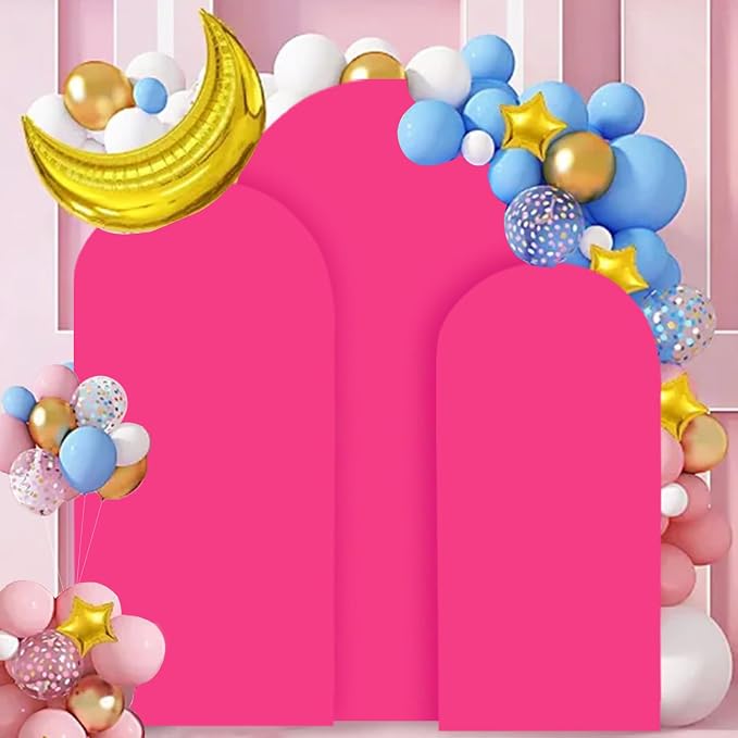 FANPROMS Spandex Arch Cover Set of 3 Hot Pink 4 5 6FT Fuchsia Arch Backdrop - Image 6