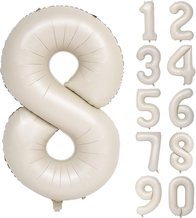 40 In Cream white Number Balloons 8 Helium Foil Mylar Balloon Digital 8 | by Exquisitehighqualitypartydecorationstomeetyoureveryneed%EF%BC%81