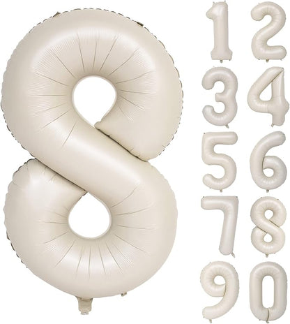40 In Cream white Number Balloons 8 Helium Foil Mylar Balloon Digital 8 | by Exquisitehighqualitypartydecorationstomeetyoureveryneed%EF%BC%81