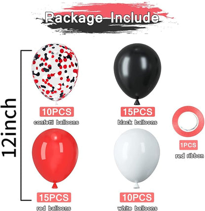 Red and Black Latex Balloons, 50 Pack 12 inch Black White Red Confetti Party - Image 2