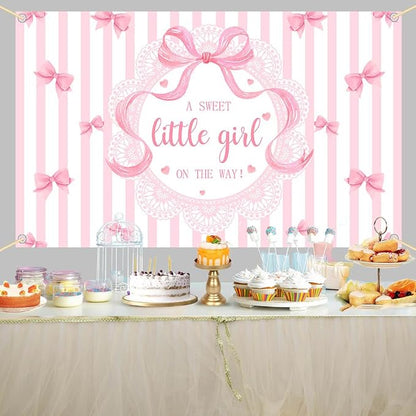 AIBIIN A Sweet Little Girl is on The Way Photography Background Pink Bow Girls - Image 6