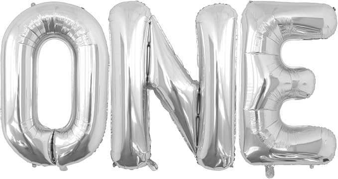 40 Inch Silver ONE Letter Foil Balloons, Giant Metallic Mylar Helium Balloons by VHUWE