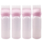 4 PCS Root Comb Applicator Bottle,Hair Oil Applicator Bottle for Hair Dye Shampoos Salons.6oz（pink）
