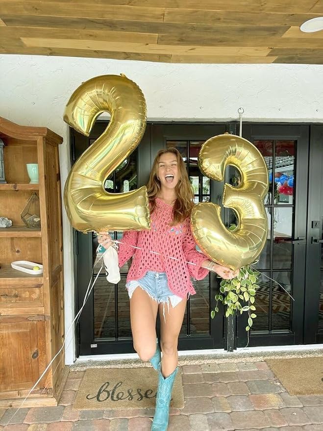 Light Gold Number 3 Balloon 40 inch, Balloon numbers party supplies, deco photo - Image 4