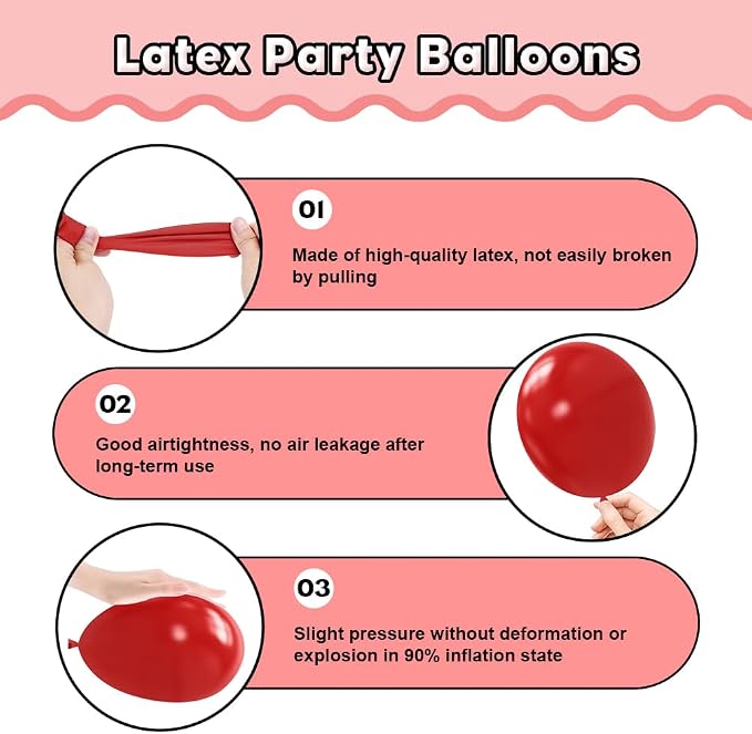 Red and Black Balloon Arch Kit，129Pcs Black and Red Balloons | 4 Sizes Latex - Image 3