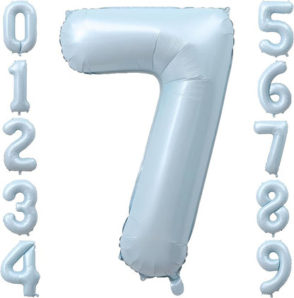 40 Inch Light Blue Number 7 Foil Balloon by TNCDJKPA