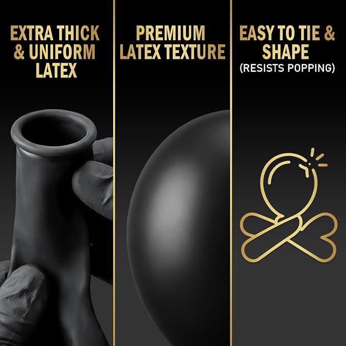 Pro Duralatex Black Extra-Thick Balloons 100 Pack 12 inch | Black Balloons - Image 4