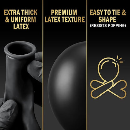 Pro Duralatex Black Extra-Thick Balloons 100 Pack 12 inch | Black Balloons - Image 4