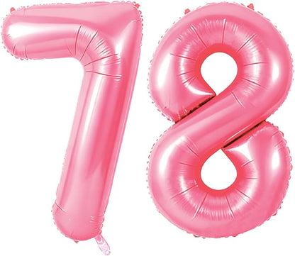 Number 78 Balloons for 78th Birthday Party Decorations, 0-100 Large No.78 by Joycard