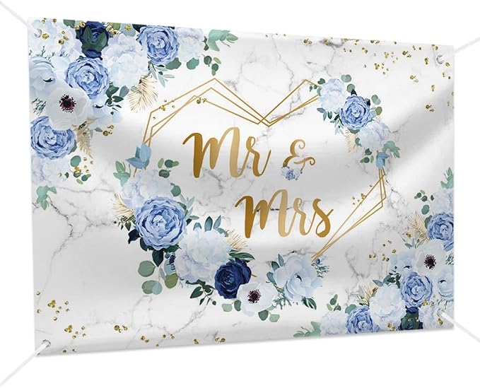 AIBIIN 5x3ft Mr and Mrs Floral Backdrop - Image 4