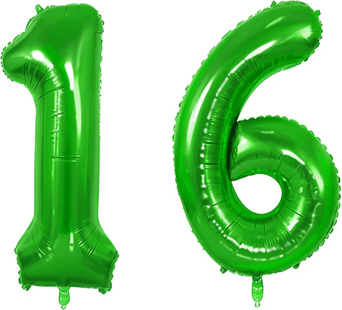 Number 16 Balloons for 16th Birthday Party Decorations, 0-100 Large No.16 by Joycard