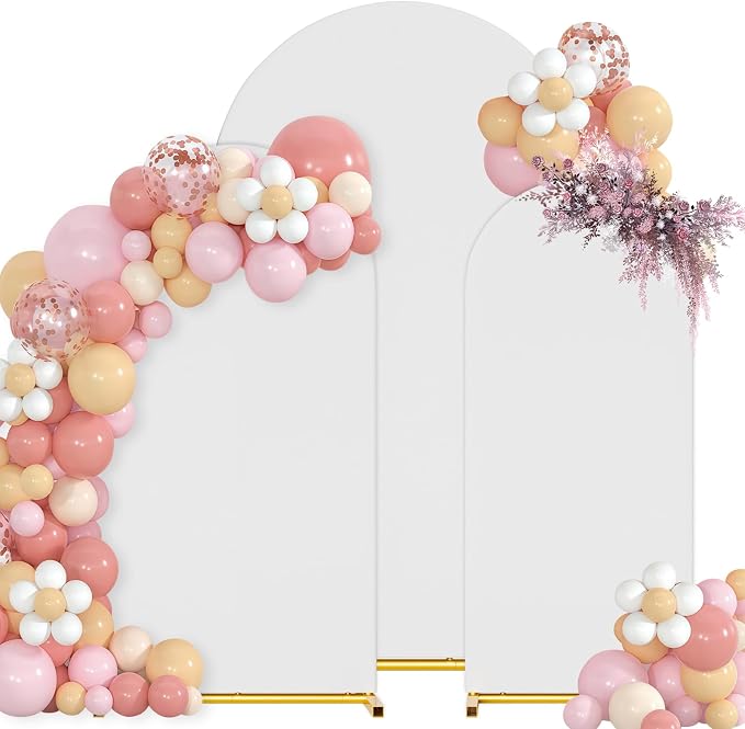 Arch Backdrop Stand with Cover Set, 6FT Gold Metal Wedding Arch by CLUDPARK