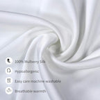 100% Mulberry Silk Pillowcases Set of 2 for Hair and Skin and Super Soft and Breathable Standard Size Nature Silk Pillowcases (Standard, White)