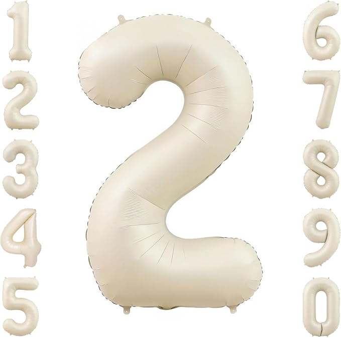 Cream Number 2 Balloon 40 Inch, Foil Numeral by Unknown
